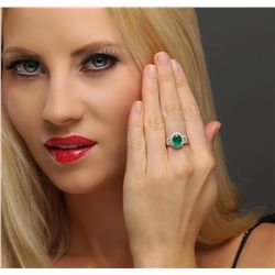 14KT Yellow Gold 1.69ct Emerald and Diamond Ring