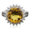 Image 3 : 14KT White Gold 4.03ct Citrine and Diamond Ring