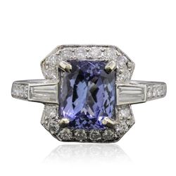 14KT White Gold 2.18ct Tanzanite and Diamond Ring