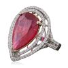 Image 2 : 14KT Two-Tone Gold 16.79ct Ruby and Diamond Ring