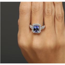 14KT White Gold 2.41ct Tanzanite and Diamond Ring