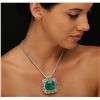 Image 1 : 14KT White Gold GIA Certified 59.23ct Emerald and Diamond Necklace