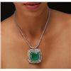 Image 2 : 14KT White Gold GIA Certified 59.23ct Emerald and Diamond Necklace