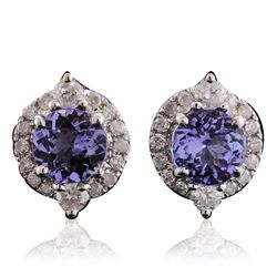 14KT White Gold 2.02ctw Tanzanite and Diamond Earrings