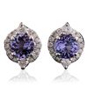 Image 1 : 14KT White Gold 2.02ctw Tanzanite and Diamond Earrings