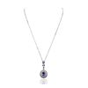 Image 3 : 14KT White Gold 3.72ctw Tanzanite and Diamond Pendant With Chain