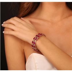 14KT Yellow Gold 41.72ctw Ruby and Diamond Bracelet