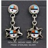 Image 1 : Zuni Sterling Channel Inlay Sun God Earrings