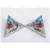 Image 1 : Pr Navajo Sterling Turquoise Coral Collar Tips