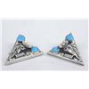 Image 1 : Fancy Navajo Sterling Silver Turquoise Collar Tips