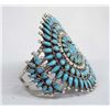 Image 2 : Zuni Silver Turquoise Cluster Bracelet - J Weekoty