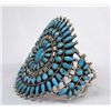 Image 3 : Zuni Silver Turquoise Cluster Bracelet - J Weekoty