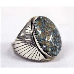 Navajo Silver Turquoise Ring by Largo, Size 13.25