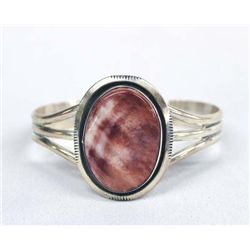 Navajo Sterling Red Shell Bracelet by A. Largo