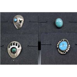 4 Navajo Sterling Turquoise Tie Tacks