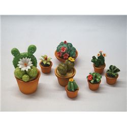 8 Miniature Clay Cactus Garden Plants