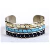 Image 1 : Zuni Sterling Channel Inlay Bracelet by D. Chavez