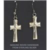Image 1 : Navajo Sand Cast Sterling Silver Cross Earrings
