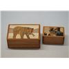 Image 1 : 2 Alaskan Scene Wooden Marquetry Trinket Boxes