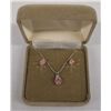 Image 1 : Sterling Silver and Pink CZ Necklace and Earrings