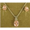 Image 2 : Sterling Silver and Pink CZ Necklace and Earrings