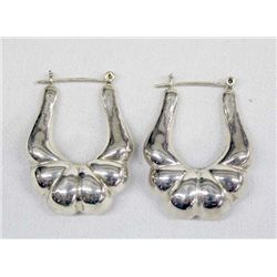 Fancy Sterling Silver Pierced Loop Earrings
