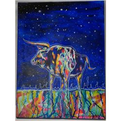 2014 Original Acrylic Magic Bull by Kills Thunder