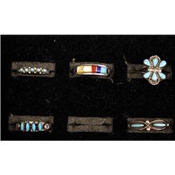 5 Traditional Zuni Rings Sz 4.5''-9''