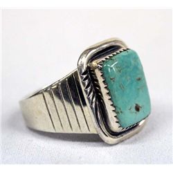 Navajo Sterling Turquoise Ring, Size 12.5 by Dale