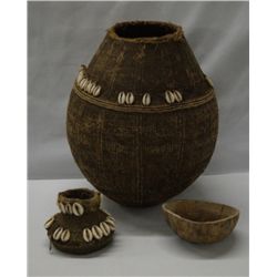 Lidded African Water Jar with Coconut Shell Cup