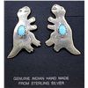 Image 1 : Unique Navajo Silver Turquoise Dinosaur Earrings