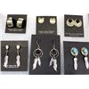 Image 1 : 6 pr Navajo Sterling Pierced Earrings on Cards