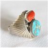 Image 2 : Navajo Silver Turquoise Ring, Size 12.5 by A.Largo