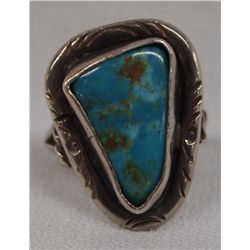 Vintage Navajo Sterling Turquoise Ring, Size 8