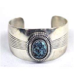 Navajo Sterling Manassa Turquoise Bracelet by Gibb