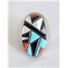 Image 1 : Zuni Sterling Stone to Stone Inlay Ring, Size 10.