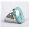 Image 1 : Zuni Silver Turquoise Ring by Ben Livingston Sz 12