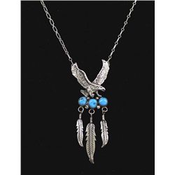 Navajo Sterling Turquoise Eagle Necklace - Cowboy