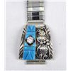 Image 2 : Navajo Sterling Turquoise CZ Watch Band