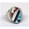 Image 1 : Zuni Sterling Inlay Ring, Size 12.5 by Terraza
