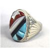 Image 2 : Zuni Sterling Inlay Ring, Size 12.5 by Terraza