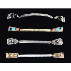 4 Zuni and Navajo Sterling Watch Bands