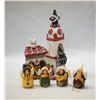 Image 1 : Peruvian Painted Clay Church & 4 Angel Ornaments
