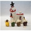 Image 2 : Peruvian Painted Clay Church & 4 Angel Ornaments