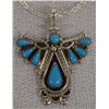 Image 2 : Zuni Sterling Turquoise Angel Pendant Necklace