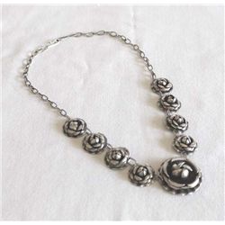 Mexican Taxco Sterling Silver Flower Necklace