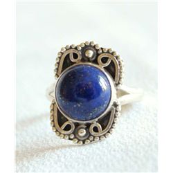 Mexican Sterling Silver and Lapis Ring, Size 7
