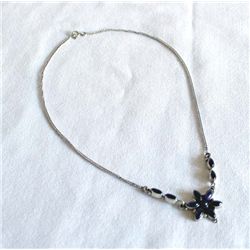 Vintage Sterling Silver Dark Amethyst Necklace