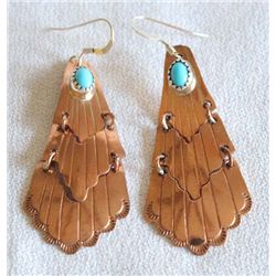 Jay King Copper Turquoise Pierced Earrings