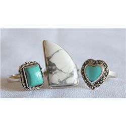 Collection Three Sterling Turquoise Rings Sz 6-6.5
